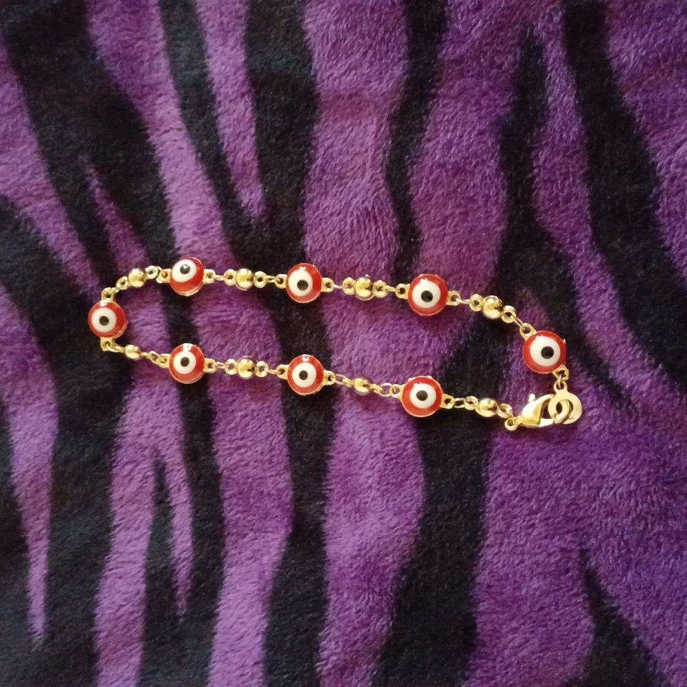 Gold plated Red Evil Eye Bracelet